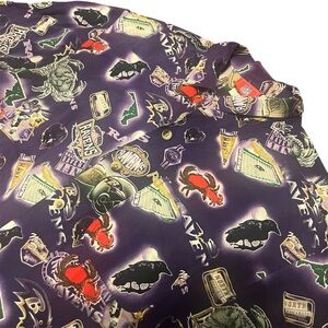 Vintage Baltimore Ravens NFL Mens All Over Print Rayon Button Down Shirt- Large